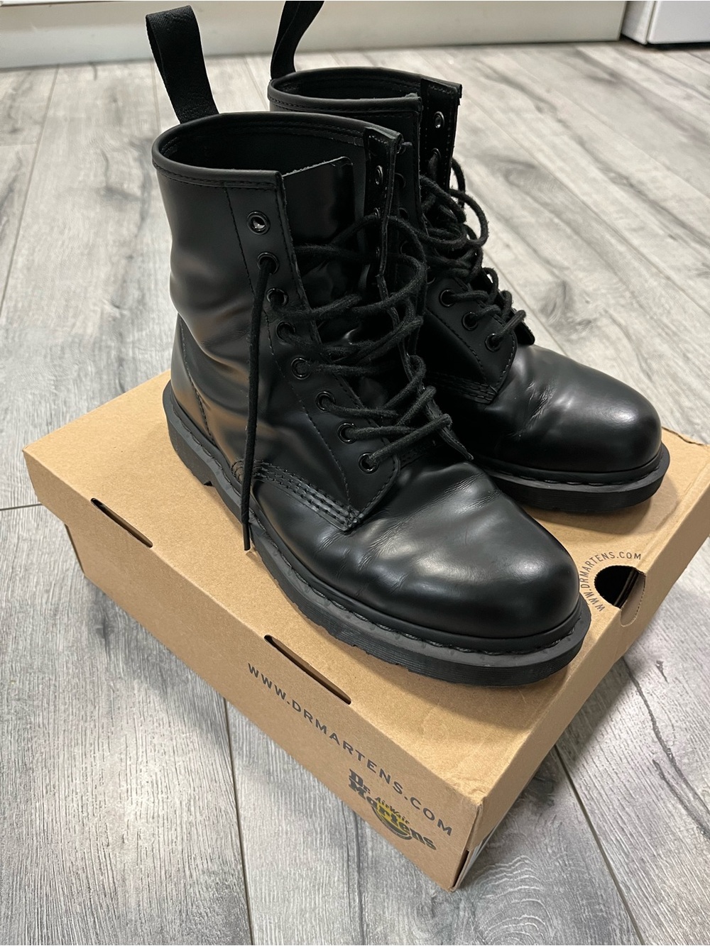 Dr. Martens Black 1460 MONO Smooth Leather Lace-Up Combat Boots